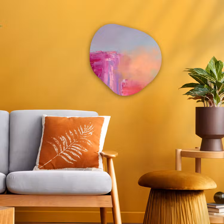 Abstract - Kleuren - Modern - Roze Wandcirkel Organisch Forex 3mm klein -sfeer4