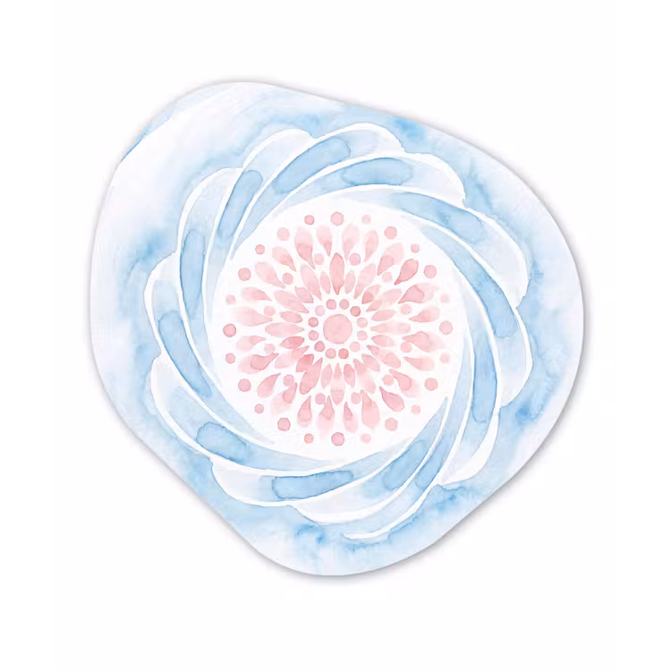 Abstract - Bloemvorm - Aquarel - Roze - Blauw Wandcirkel Organisch Forex 3mm klein -3d
