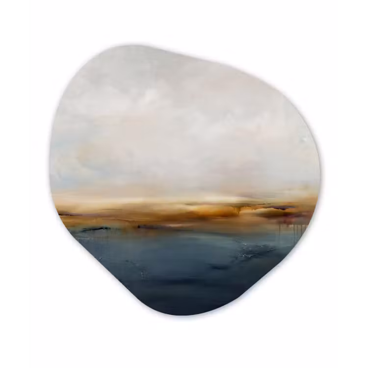Abstract - Horizon - Water - Modern - Beige Wandcirkel Organisch Forex 3mm klein -3d
