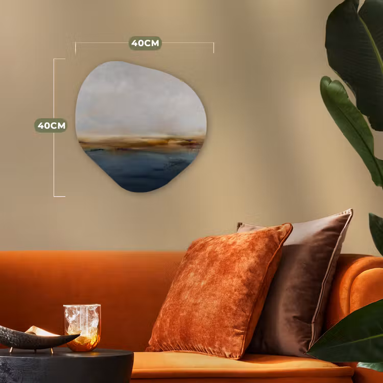 Abstract - Horizon - Water - Modern - Beige Wandcirkel Organisch Forex 3mm klein -sfeer3
