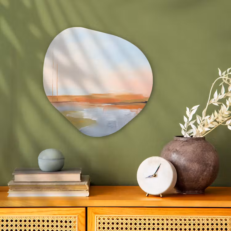 Abstract - Landschap - Horizon - Modern - Kleurrijk Wandcirkel Organisch Forex 3mm klein -sfeer2