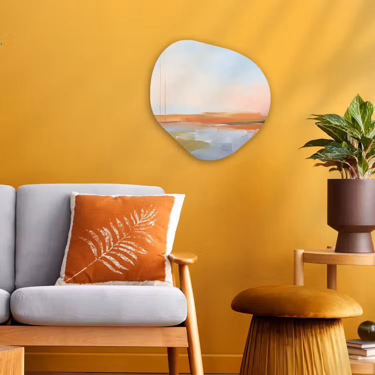 Abstract - Landschap - Horizon - Modern - Kleurrijk Wandcirkel Organisch Forex 3mm klein -sfeer4