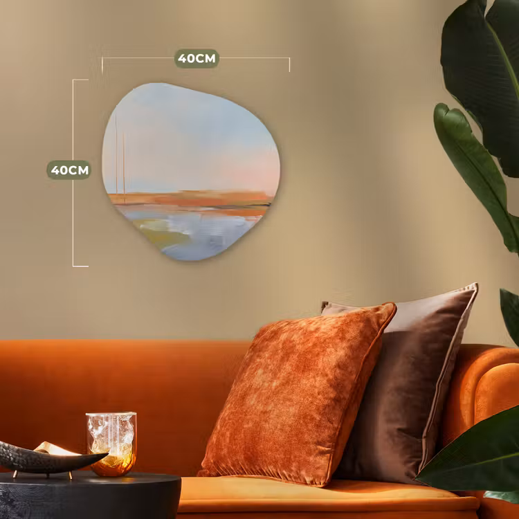 Abstract - Landschap - Horizon - Modern - Kleurrijk Wandcirkel Organisch Forex 3mm klein -sfeer3