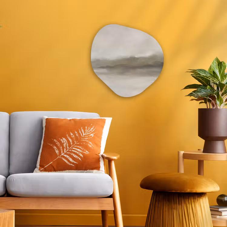 Abstract - Landschap - Nevel - Modern - Grijs Wandcirkel Organisch Forex 3mm klein -sfeer4