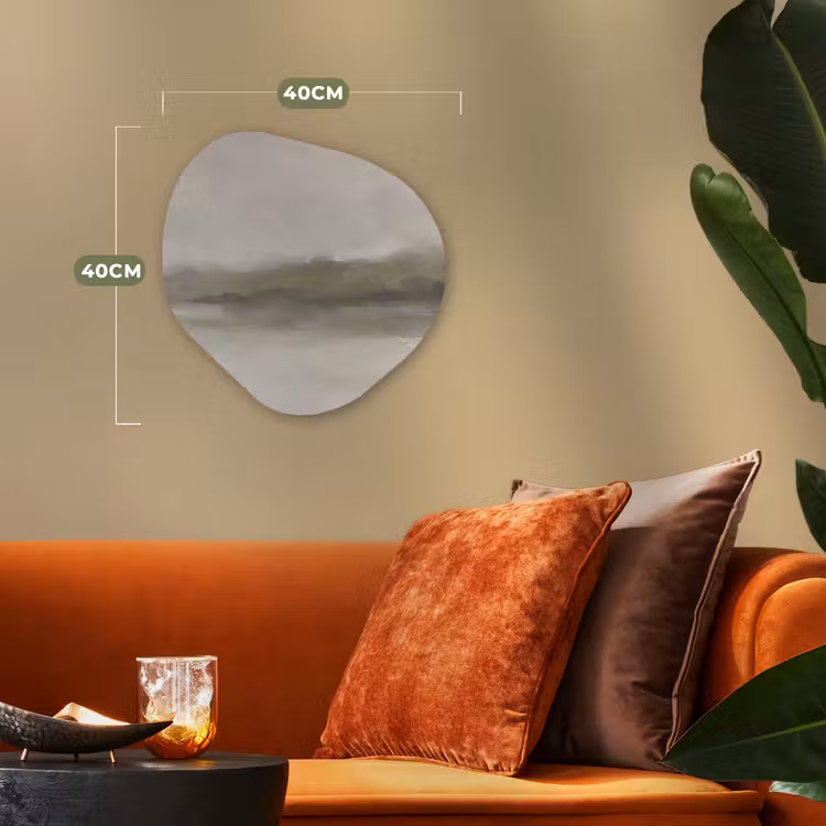 Abstract - Landschap - Nevel - Modern - Grijs Wandcirkel Organisch Forex 3mm klein -sfeer3