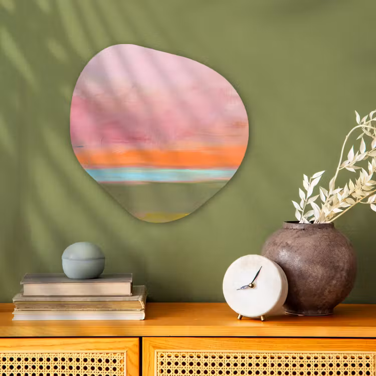 Abstract - Landschap - Modern - Roze - Oranje Wandcirkel Organisch Forex 3mm klein -sfeer2