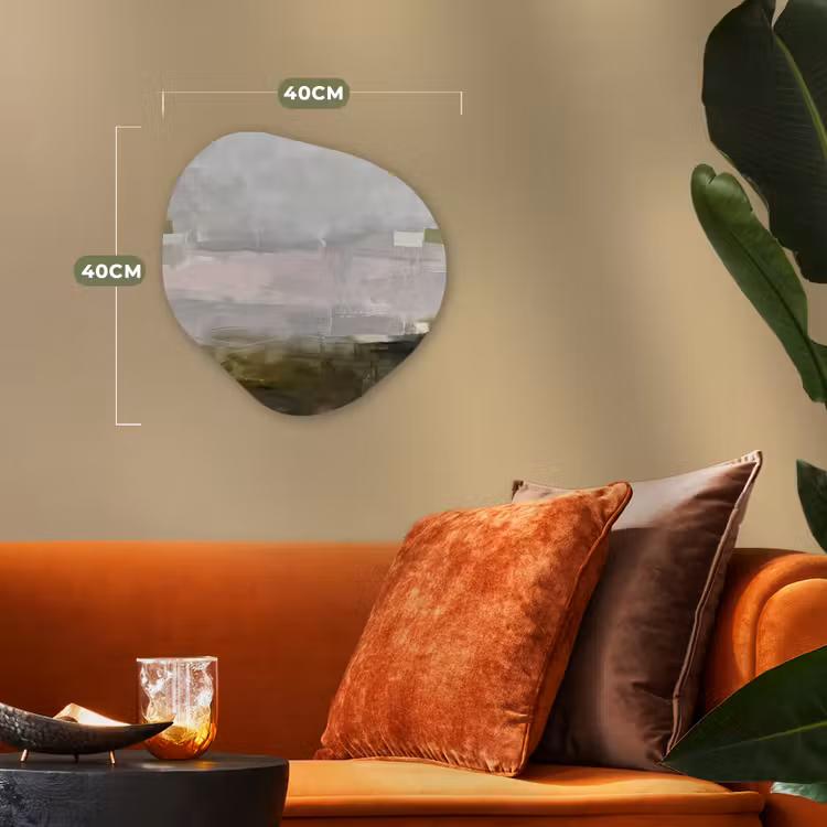 Abstract - Gelaagd - Kunst - Modern - Grijs-Groen Wandcirkel Organisch Forex 3mm klein -sfeer3