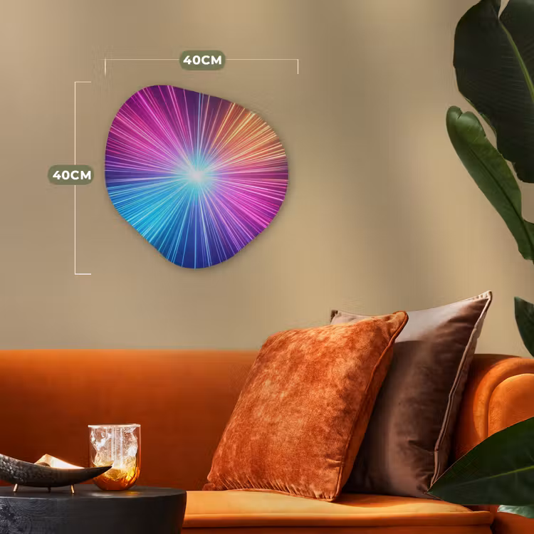 Abstract - Light - Burst - Modern - Colorful Wandcirkel Organisch Forex 3mm klein -sfeer3