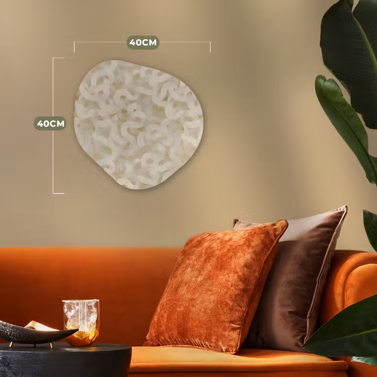 Abstract - Lijnen - Beige Wandcirkel Organisch Forex 3mm klein 629 -sfeer3