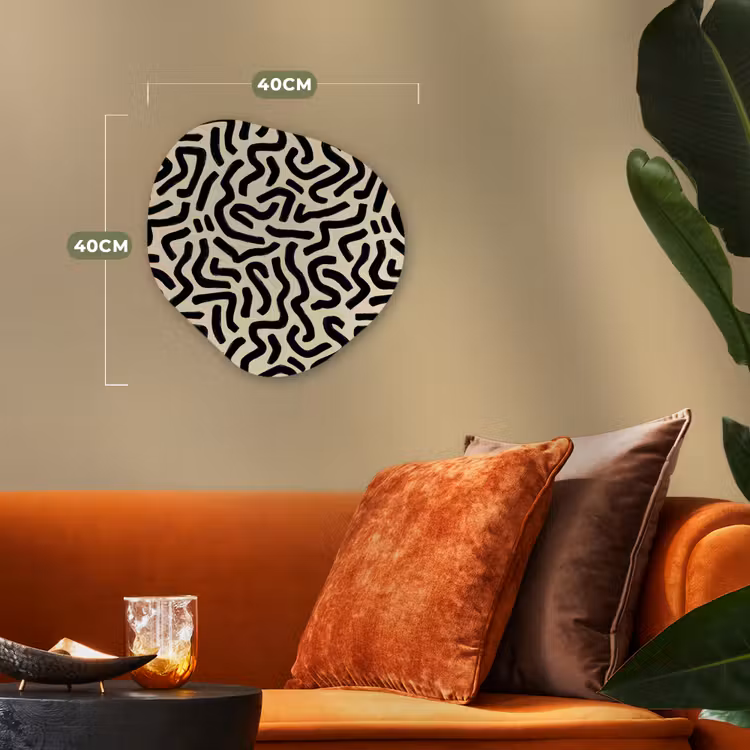 Abstract - Lijnen - Zwart Wandcirkel Organisch Forex 3mm klein 629 -sfeer3