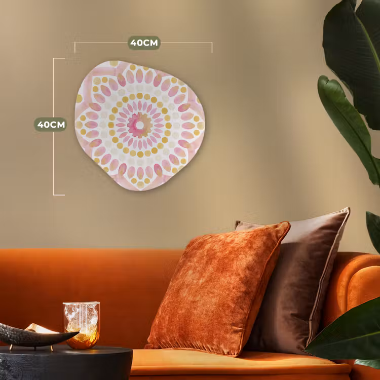 Abstract - Mandala - Kunst - Modern - Roze Wandcirkel Organisch Forex 3mm klein -sfeer3