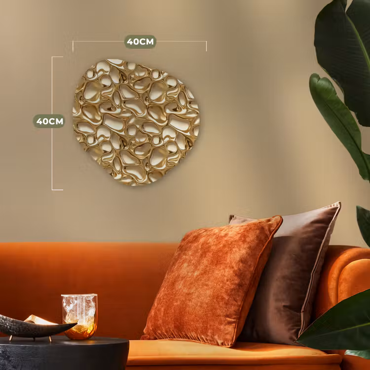 Abstract - Modern - Goud Wandcirkel Organisch Forex 3mm klein 629 -sfeer3