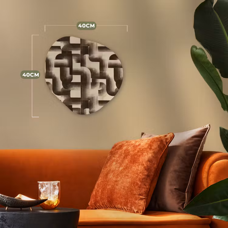 Abstract - Retro - Zwart Wandcirkel Organisch Forex 3mm klein 629 -sfeer3