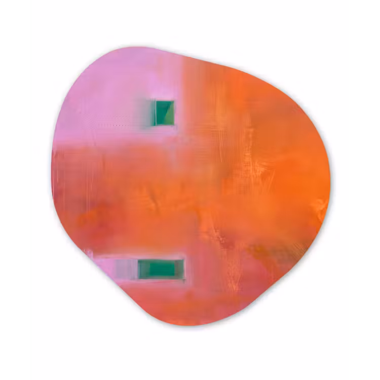 Abstract - Vlakken - Kunst - Modern - Oranje Wandcirkel Organisch Forex 3mm klein -3d