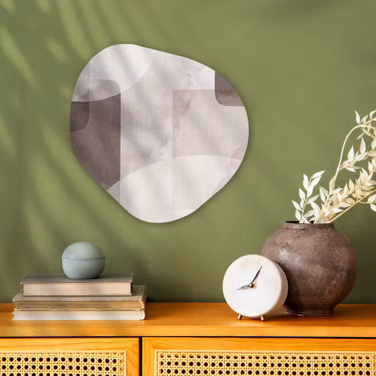 Organic - Forex - Abstract Shapes - Beige - Abstracte vormen - Beige Wandcirkel Organisch Forex 3mm klein