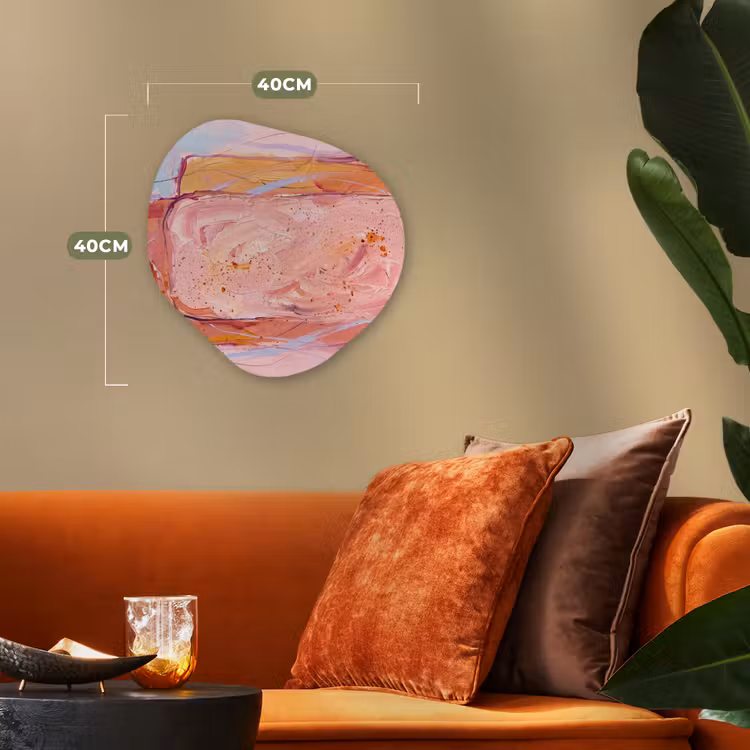 Abstract - Vormen - Modern - Roze Wandcirkel Organisch Forex 3mm klein -sfeer3