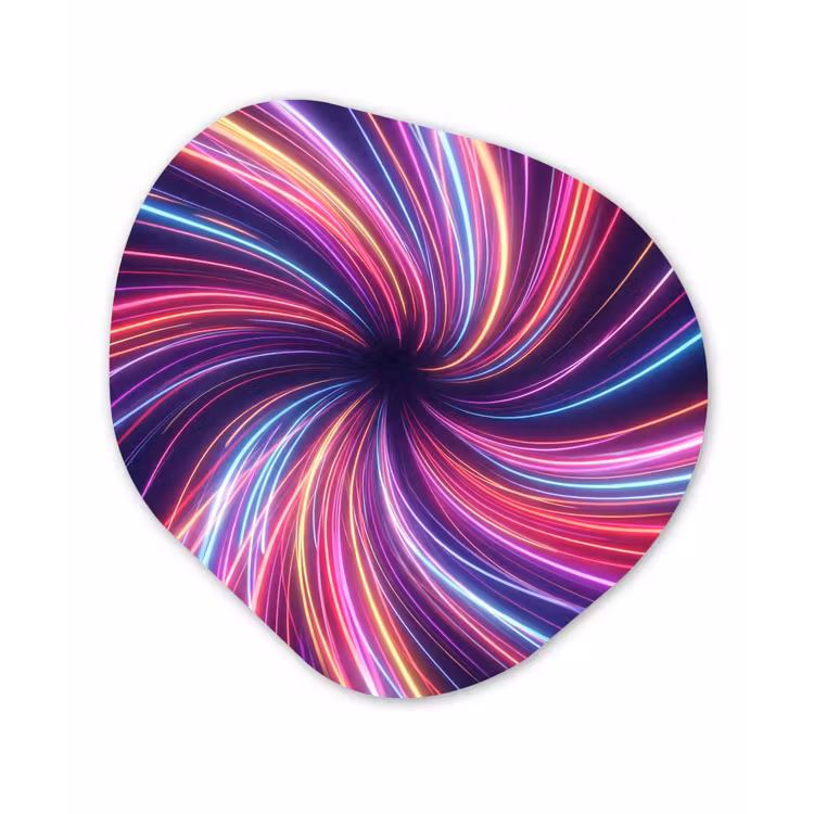 Abstract - Swirl - Futuristic - Neon Wandcirkel Organisch Forex 3mm klein -3d