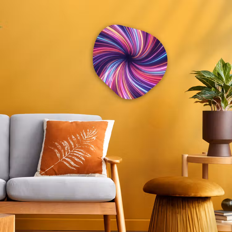 Abstract - Swirl - Futuristic - Neon Wandcirkel Organisch Forex 3mm klein -sfeer4