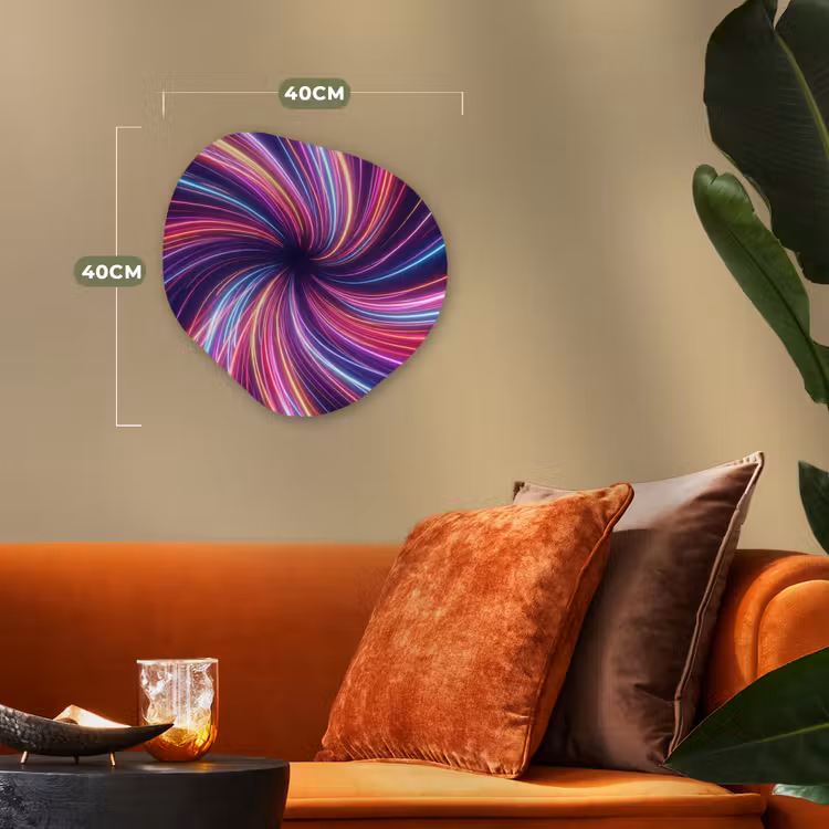 Abstract - Swirl - Futuristic - Neon Wandcirkel Organisch Forex 3mm klein -sfeer3