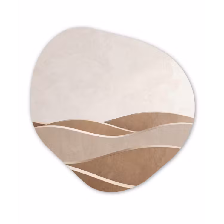 Abstract - Golven - Modern - Beige Wandcirkel Organisch Forex 3mm klein -3d