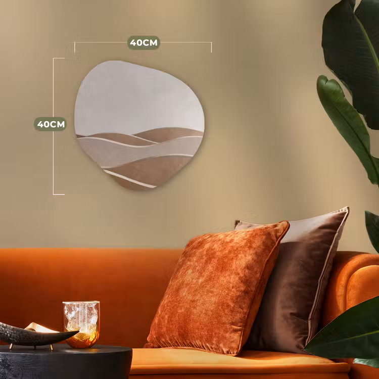Abstract - Golven - Modern - Beige Wandcirkel Organisch Forex 3mm klein -sfeer3