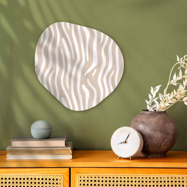 Abstract - Zebra - Beige Wandcirkel Organisch Forex 3mm klein 629 -sfeer2