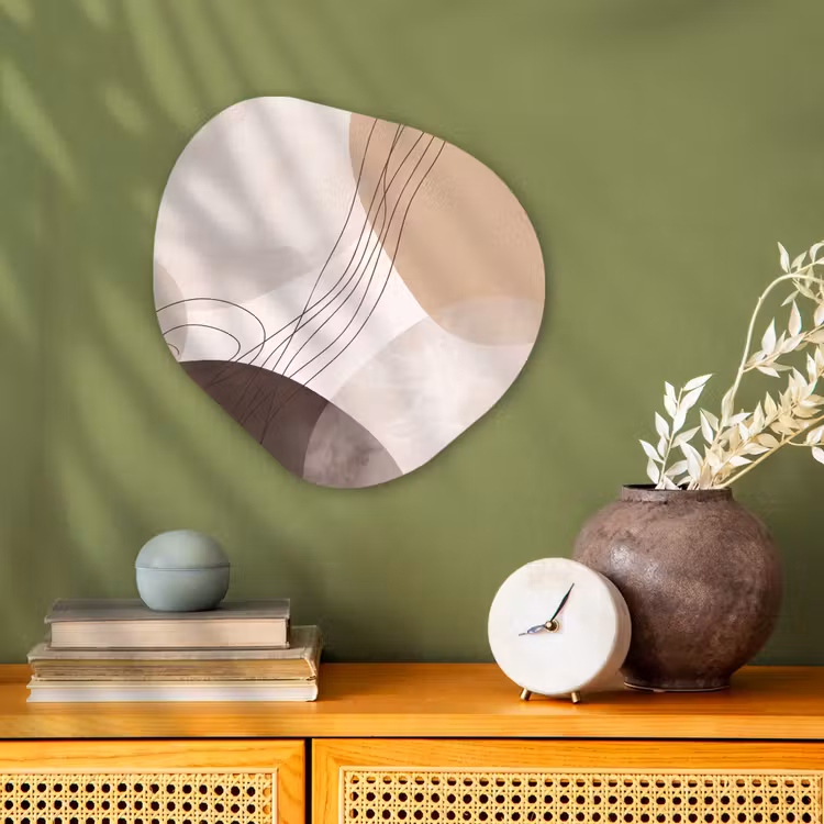 Organic - Forex - Abstraction - Beige - Modern - Abstractie - Beige - Modern Wandcirkel Organisch Forex 3mm klein
