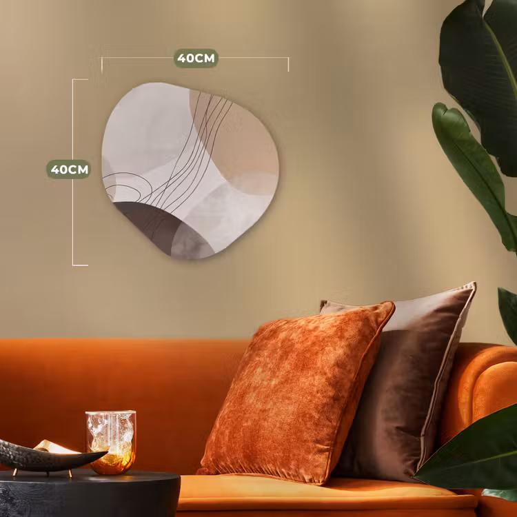 Organic - Forex - Abstraction - Beige - Modern - Abstractie - Beige - Modern Wandcirkel Organisch Forex 3mm klein