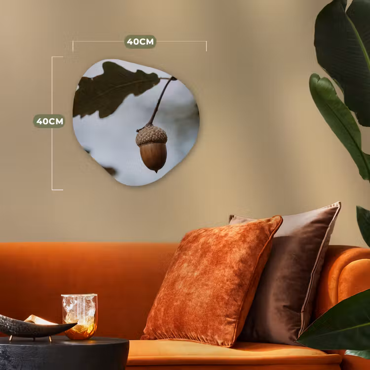 Eikel - Eikenblad - Bos - Herfst - Natuur Wandcirkel Organisch Forex 3mm klein -sfeer3