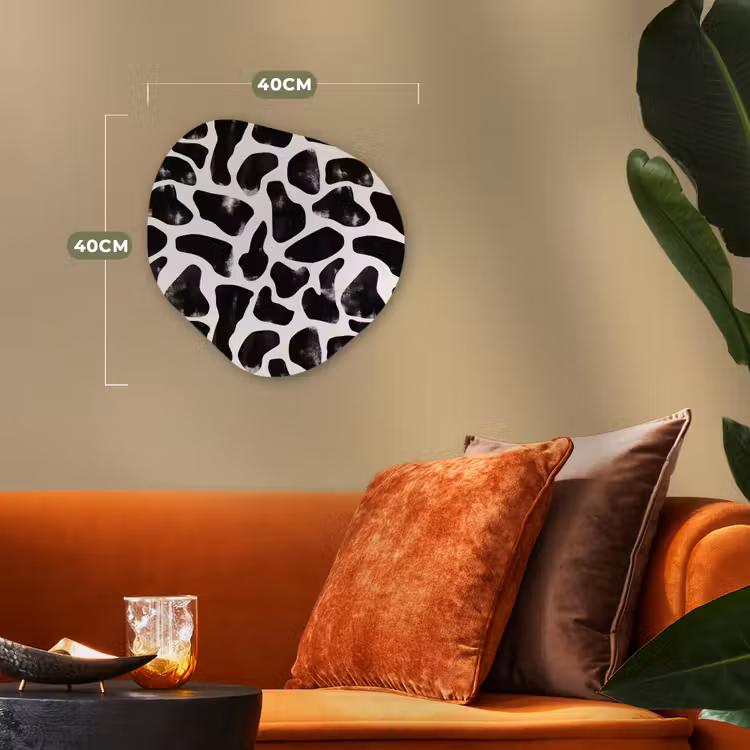 Dierenpatroon - Vlekken - Zwart - Wit Wandcirkel Organisch Forex 3mm klein 629 -sfeer3