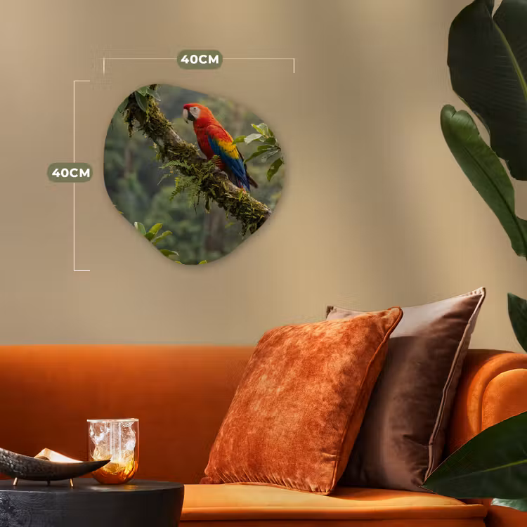 Ara - Jungle - Rood Wandcirkel Organisch Forex 3mm klein -sfeer3