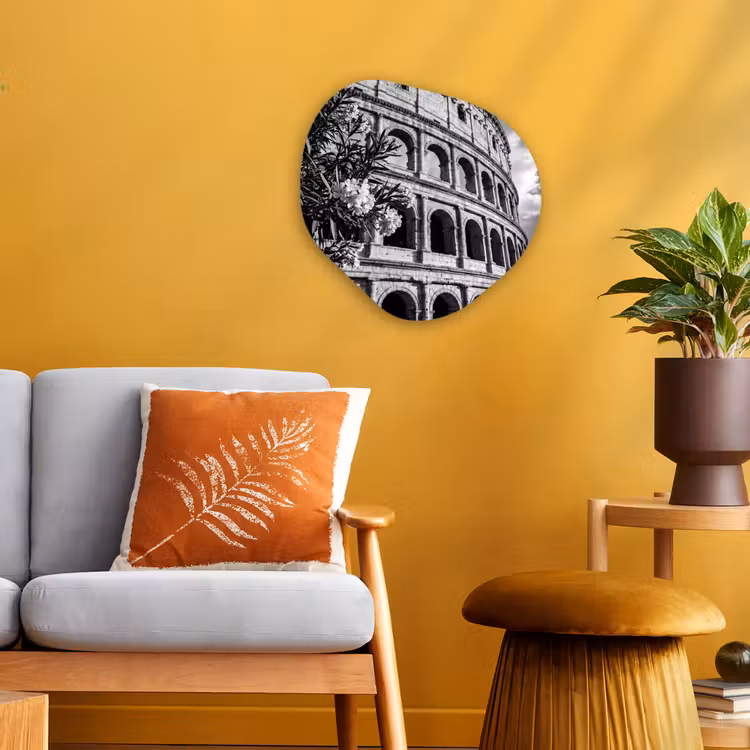 Architectuur - Colosseum - Rome - Historisch - Zwart-wit Wandcirkel Organisch Forex 3mm klein -sfeer4