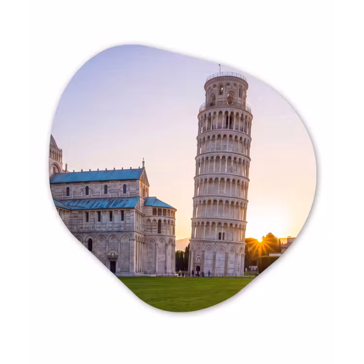 Architectuur - Toren - Pisa - Italië - Zonsondergang Wandcirkel Organisch Forex 3mm klein -3d