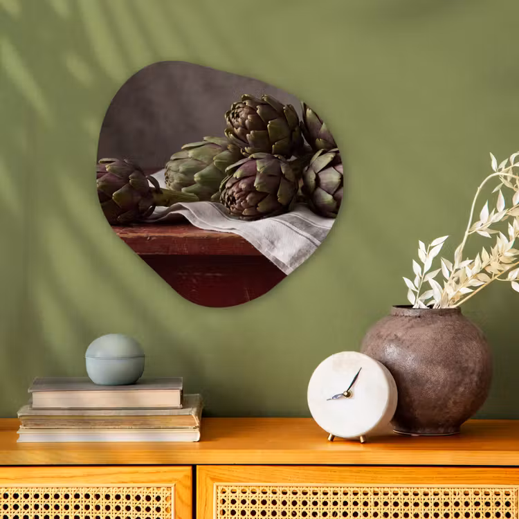 Organic - Forex - Artichoke - Food - Rustic - Artisjok - Eten - Rustiek Wandcirkel Organisch Forex 3mm klein
