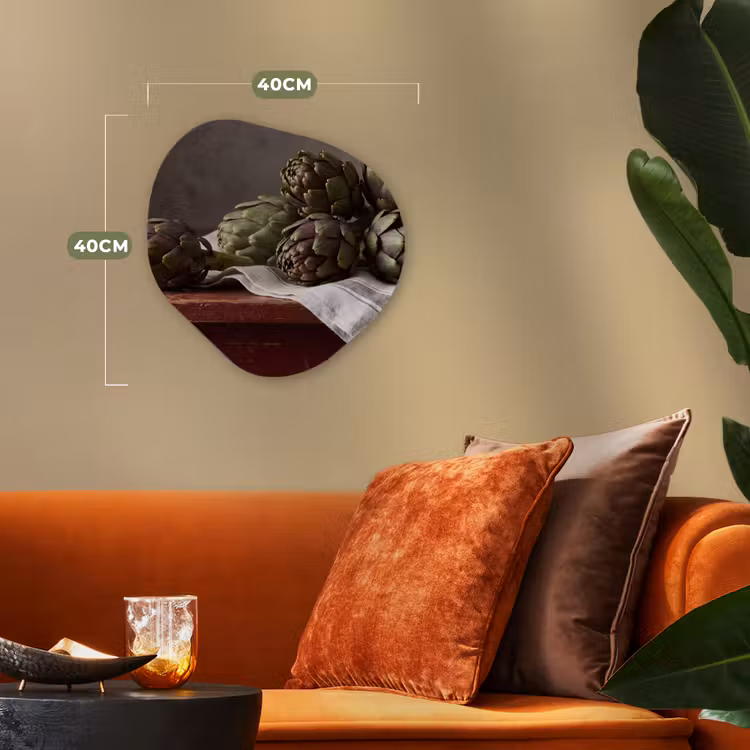 Organic - Forex - Artichoke - Food - Rustic - Artisjok - Eten - Rustiek Wandcirkel Organisch Forex 3mm klein