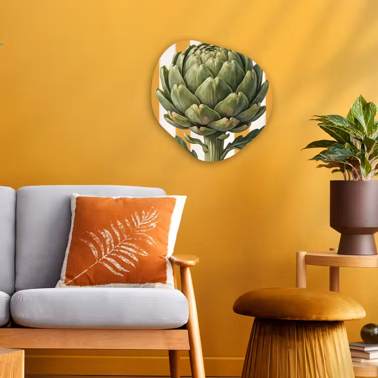 Organic - Forex - Artichoke - Modern - Vegetable - Artisjok - Modern - Groente Wandcirkel Organisch Forex 3mm klein