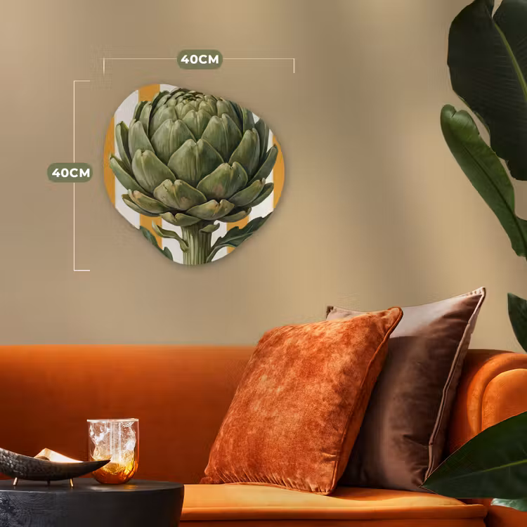 Organic - Forex - Artichoke - Modern - Vegetable - Artisjok - Modern - Groente Wandcirkel Organisch Forex 3mm klein