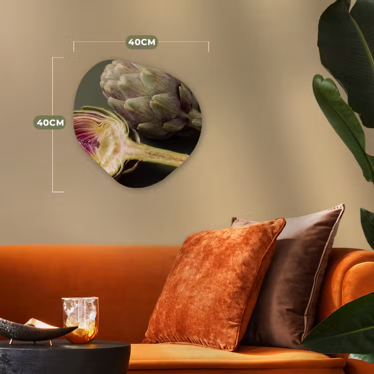 Organic - Forex - Artichoke - Purple - Food - Artisjok - Paars - Voedsel Wandcirkel Organisch Forex 3mm klein