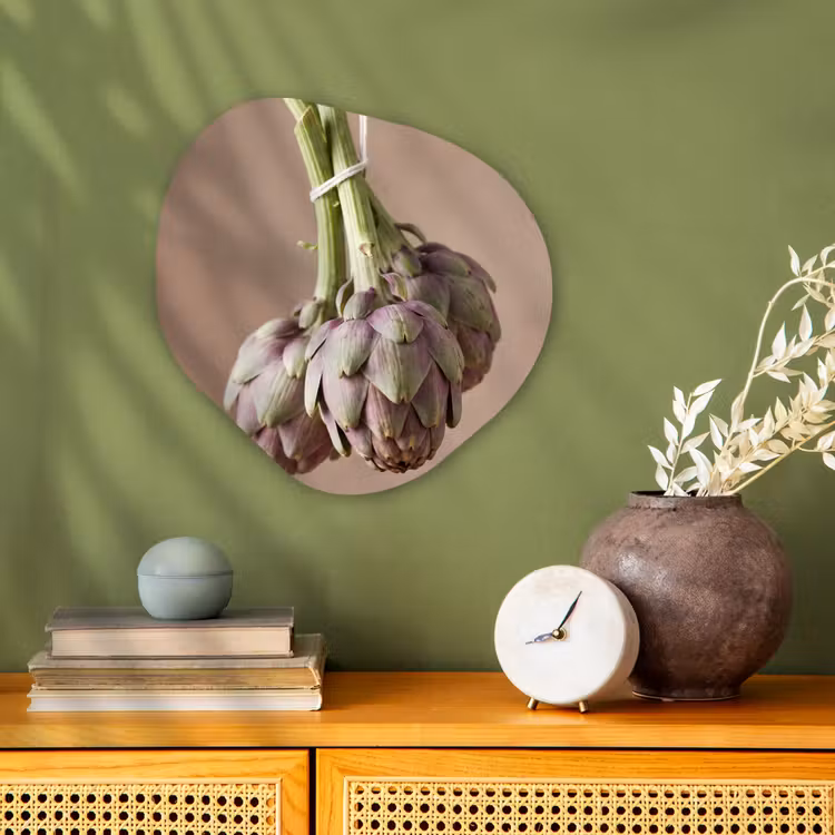 Organic - Forex - Artichokes - Hanging - Vegetables - Artisjokken - Hangend - Groenten Wandcirkel Organisch Forex 3mm klein