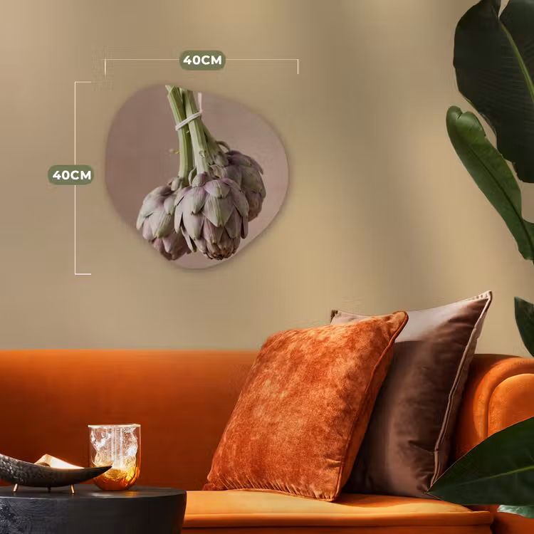 Organic - Forex - Artichokes - Hanging - Vegetables - Artisjokken - Hangend - Groenten Wandcirkel Organisch Forex 3mm klein