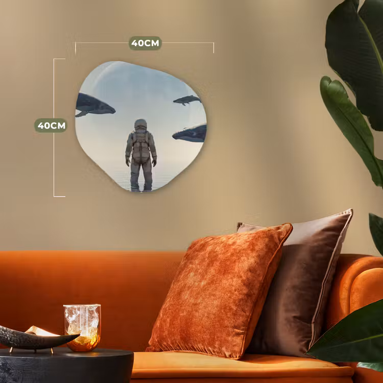 Organic - Forex - Astronaut - Whale - Fantasy - Ruimtevaarder - Walvis - Fantasie Wandcirkel Organisch Forex 3mm klein