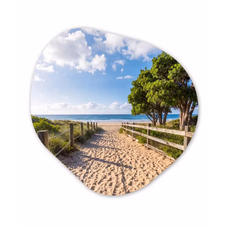 Strand - Zandpad - Oceaan - Natuur Wandcirkel Organisch Forex 3mm klein -3d