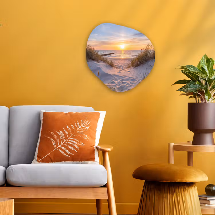 Strand - Zonsondergang - Natuur - Landschap Wandcirkel Organisch Forex 3mm klein -sfeer4