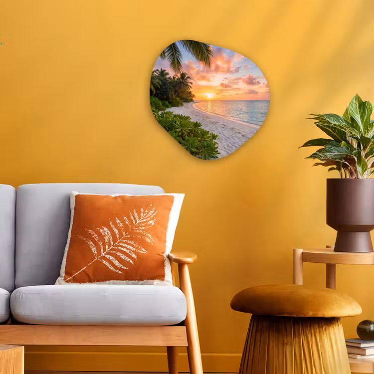 Strand - Zonsondergang - Palmbomen - Tropisch - Natuur Wandcirkel Organisch Forex 3mm klein -sfeer4