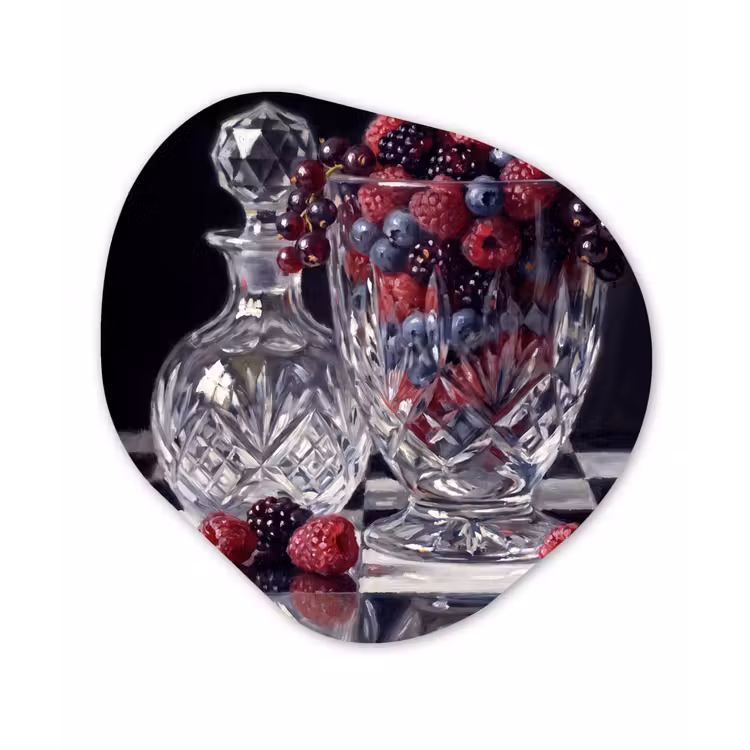 Organic - Forex - Berries - Crystal - Still Life - Bessen - Kristal - Stilleven Wandcirkel Organisch Forex 3mm klein