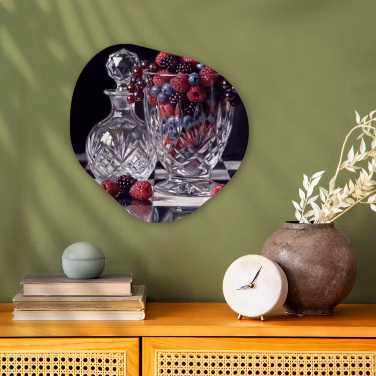 Organic - Forex - Berries - Crystal - Still Life - Bessen - Kristal - Stilleven Wandcirkel Organisch Forex 3mm klein