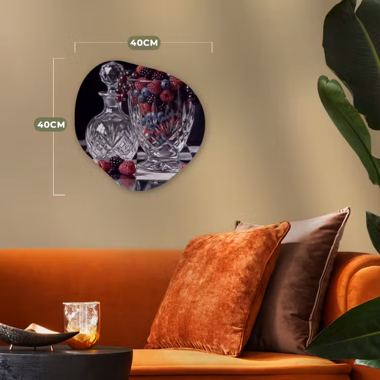 Organic - Forex - Berries - Crystal - Still Life - Bessen - Kristal - Stilleven Wandcirkel Organisch Forex 3mm klein