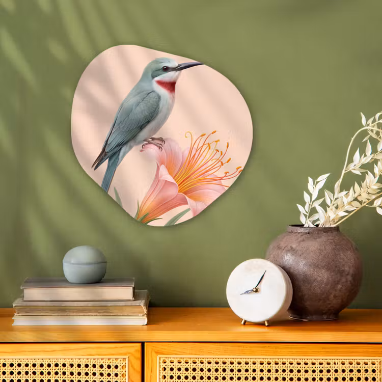 Vogel - Bloem - Natuur - Roze Wandcirkel Organisch Forex 3mm klein -sfeer2