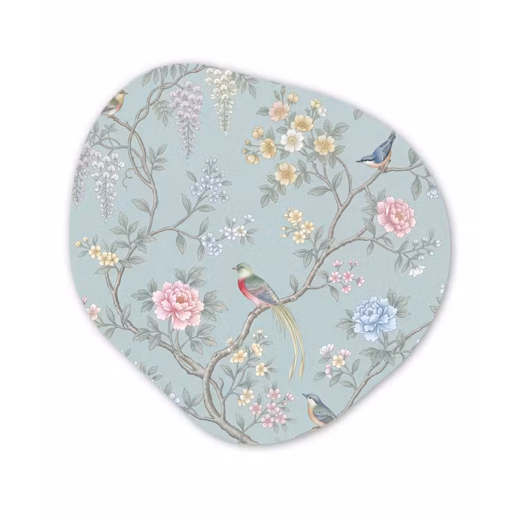 Vogel - Bloemen - Kleurrijk Wandcirkel Organisch Forex 3mm klein -3d