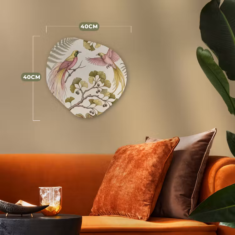 Vogels - Tropisch - Botanisch - Roze Wandcirkel Organisch Forex 3mm klein -sfeer3
